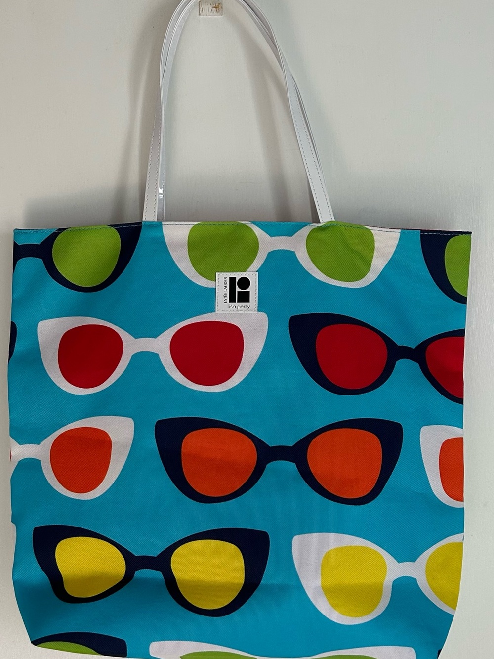 Estee Lauder Blue Tote with Multicolor Sunglass Print